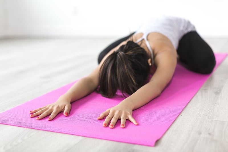 Woman practicing yoga breathing